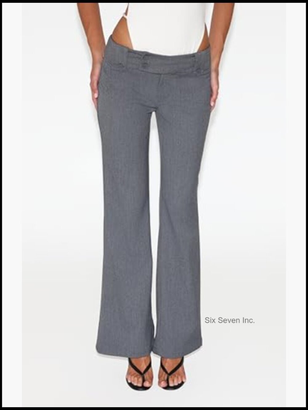 Low-Rise Trousers with Buttoned Waistband and Flare Leg - Picture 3 of 7